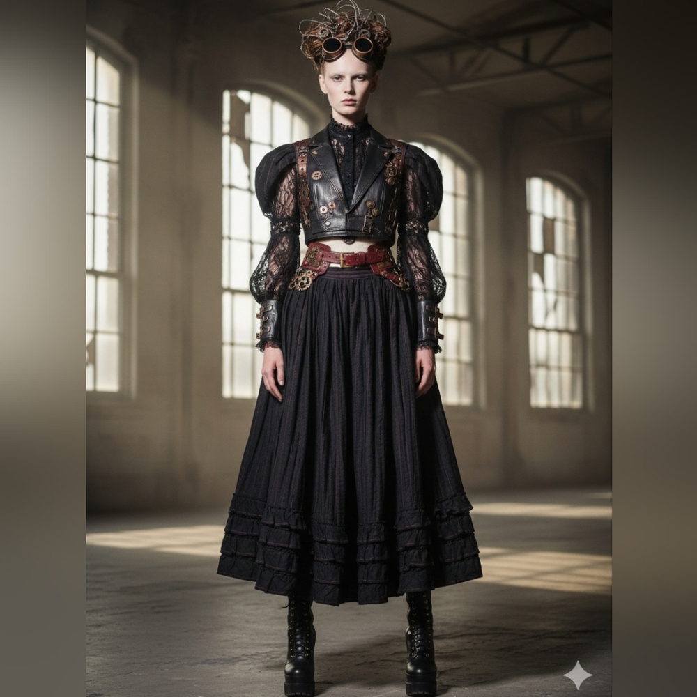 Breath-taking Steampunk Gothic Victorian Mourning Skirt with Amazing Details